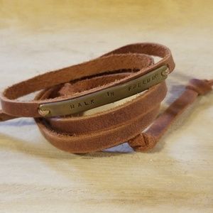 Walk In Freedom Leather Wrap handmade Bracelet